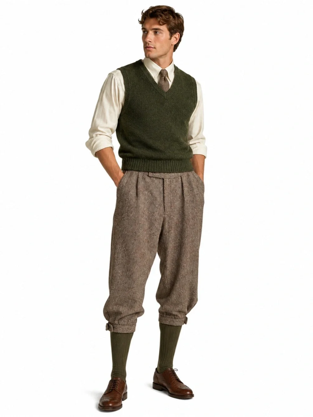 Vintage 50s Wool Tweed Knickerbocker Plus Fours Golf Pants Talon Zip 30 Waist